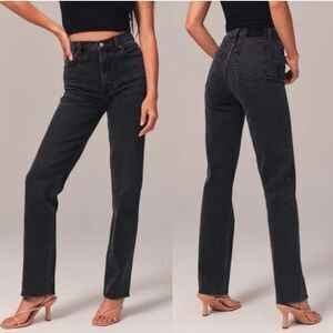 Ultra high rise 90s straight black jeans